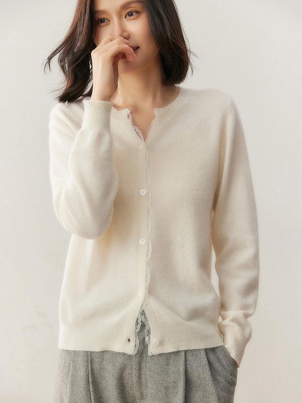 Autumn Cashmere Korean Women's Lace Knit Cardigan Sweater