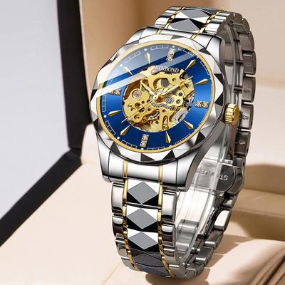 Relógios Mecânicos Esqueleto da Moda para Homens Aço Inoxidável À Prova d'Água Luminoso Relógios Masculinos Luxo Reloj Hombre