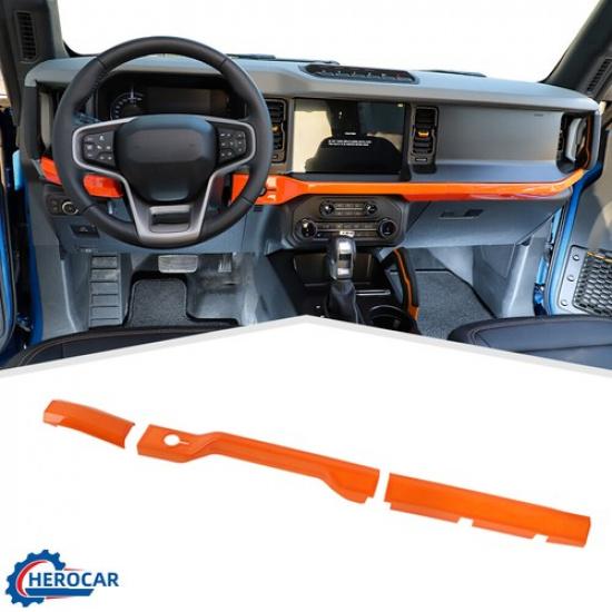 Orange Center Console Dashboard Cover Decor Trim Strip for Ford Bronco + ABS