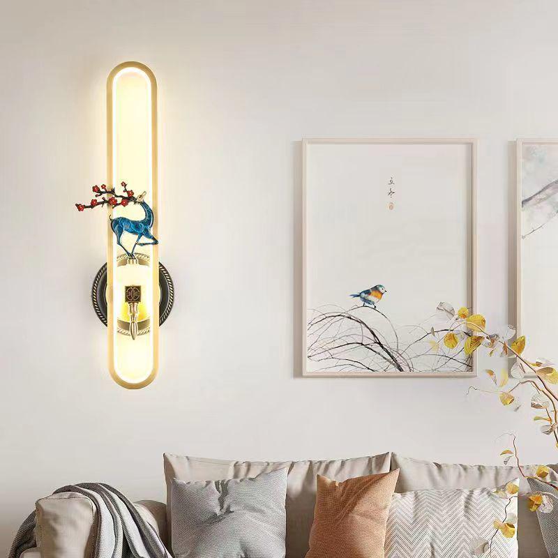Chinese Cloisonné Enamel Brass Wall Lamp - Minimalist Bedside, Stair, Corridor & Living Room Light