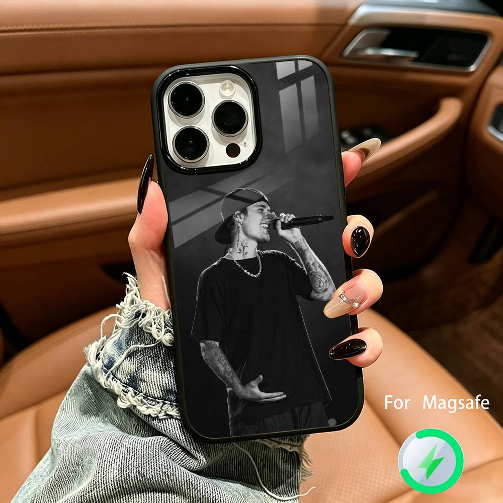 Top Pop Male Singer  Justin-B- Bieber For IPhone17 16 15 14 13 12 11 Plus Pro Max Plus Wireless Charger Phone Case