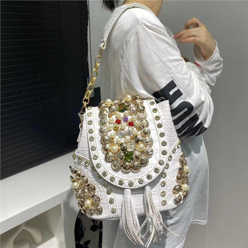 Ladies Korean Elegant Diamond-Encrusted Backpack Multifunctional