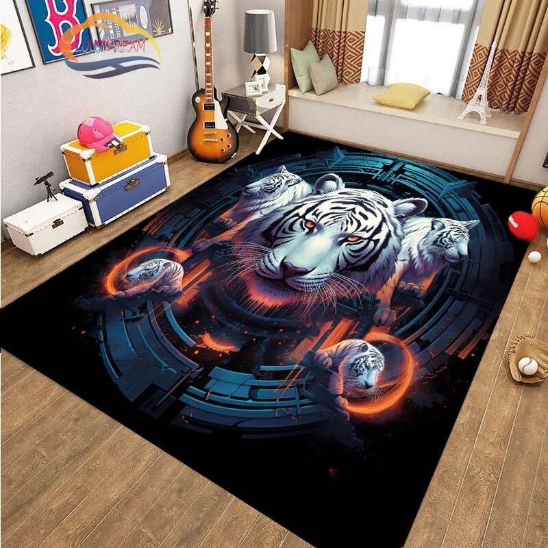 Covor de podea cu animale cool tigru art fashion covor Decorație casei cadouri covor Anti-alunecare pentru sufragerie și pat copil