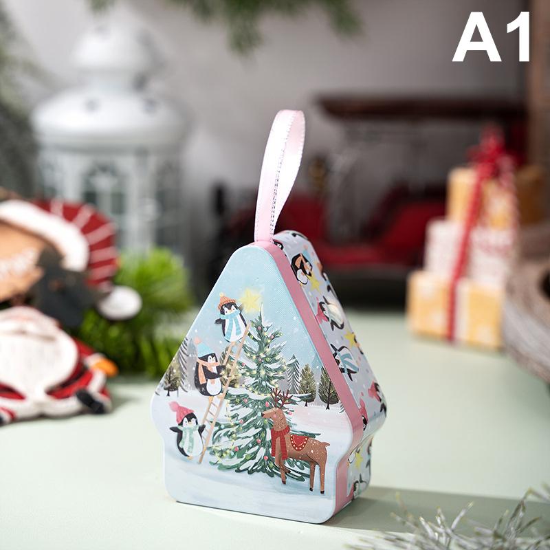 Christmas Decor Tinplate Box Storage Box With Lanyard Candy Biscuit Box Jewelry Storage Party Favors Christmas Tree Decoration