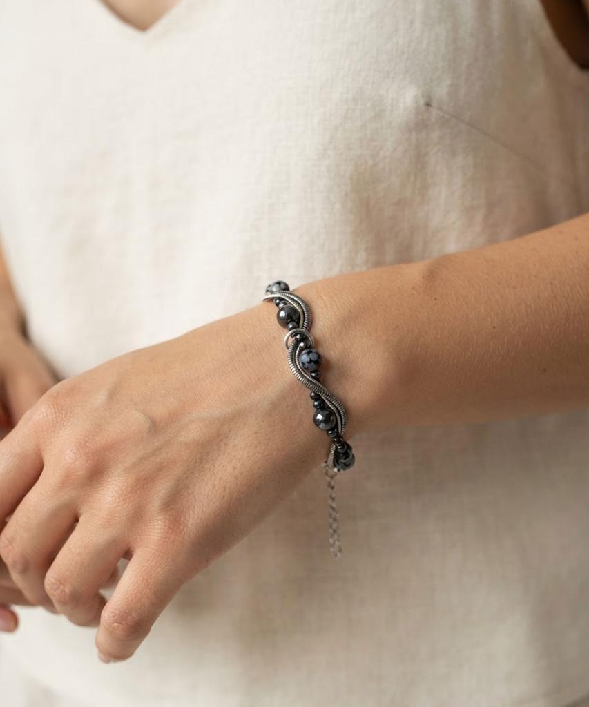 Dwse Black Wave Bead Bracelet