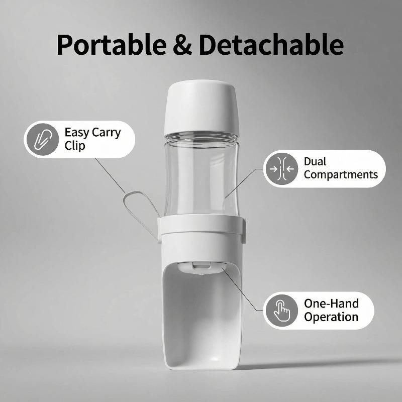 2-in-1 Pet Water Bottle Food Container Portable Leakproof Dogs Cats Drinking Cup for Walking Travel Puppy Food Water Dispenser