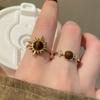 A Set of Three Stylish Sunflower Water Droplet Decorative Open Rings Suitable for Women'S Everyday Wear