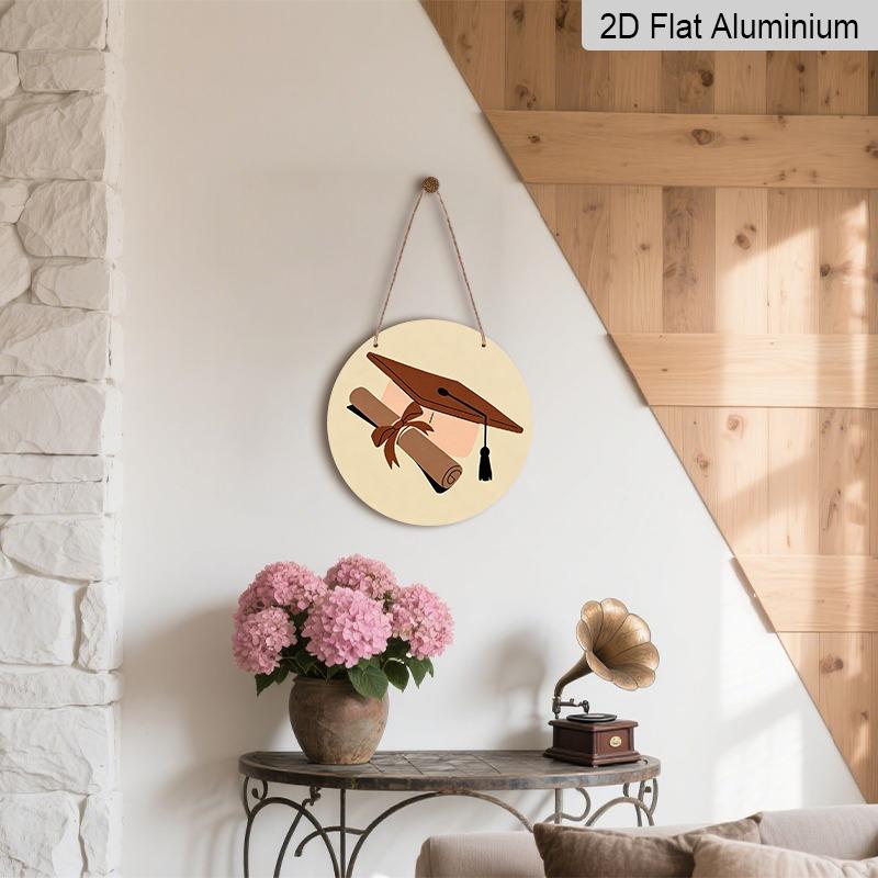 2D Flat Aluminum Graduation-themed Wall Hangings, Available in Multiple Sizes, Featuring A Minimalist Graduation Cap Bohemian Design Making Them A