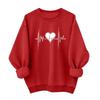 Ladies' Casual And Fashionable Round Neck Top With Valentines Print Hooded T,shirt Long Sleeved Sweatshirt