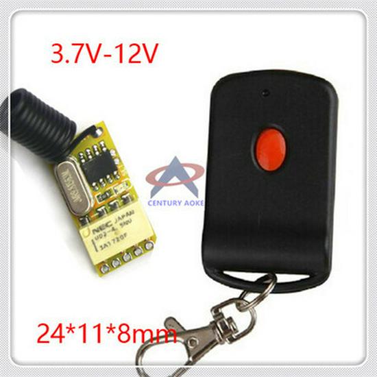 Mini Single-Channel Remote Control 3.7V-12V Receiver Board with LED Jog Self-Locking Switch