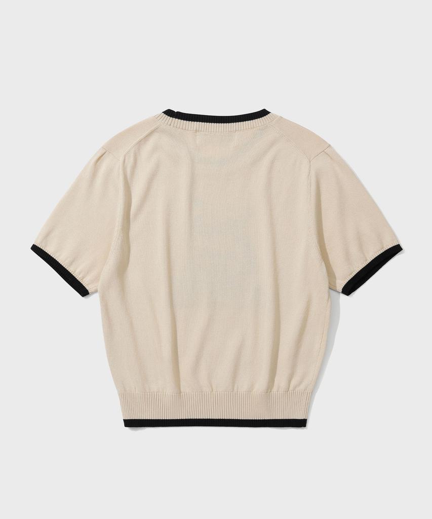 Sekeonmonollogeu W. Cattitude Semi-Crop Half Ringer Knit [Cream]_Sewkt005Cream