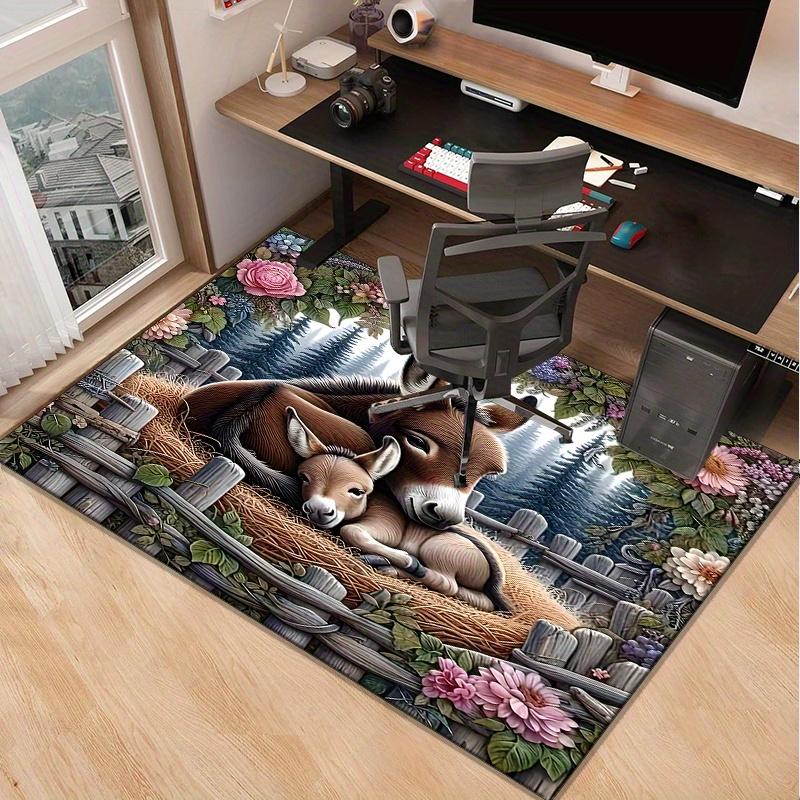 

Donkey flower garden rug for cozy home office nature inspired design desk mat Anti slip carpet can be machine washed 80x120cm