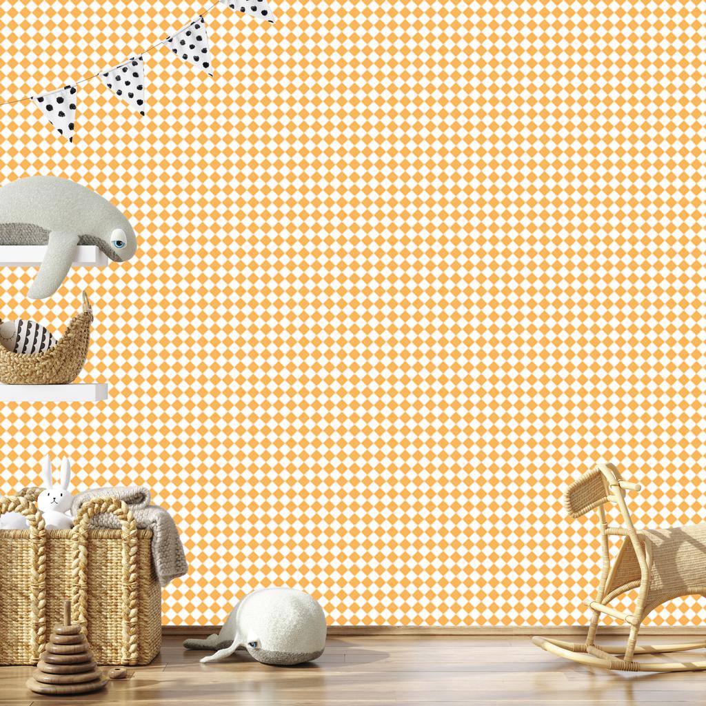Geometric Rhombus Wallpaper Cream, White and Gold 50x1000