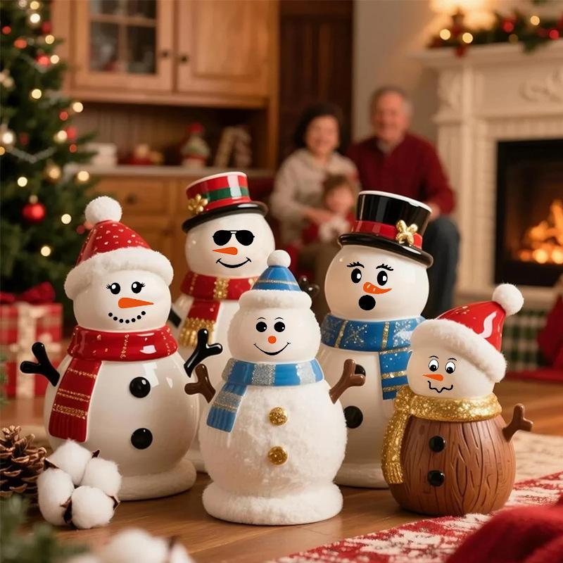 Cartoon snowman emoji sticker funny snowman decoration sticker self-adhesive refrigerator sticker wall sticker gift box decoration