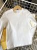 Kids' Long Sleeve Base Layer Top - Plain White or Black Pure Cotton T-shirt for Boys and Girls, Spring/Fall Wear