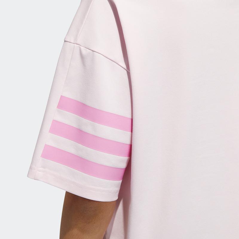 Adidas Neo Trefoil Short Sleeve Mock Neck Tee Women Tops Pink GP5470