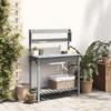 VidaXL Potting Table with Sink, Garden Potting Bench with Shelf and Hooks, Patio Terrace Furniture, Gray 156348
