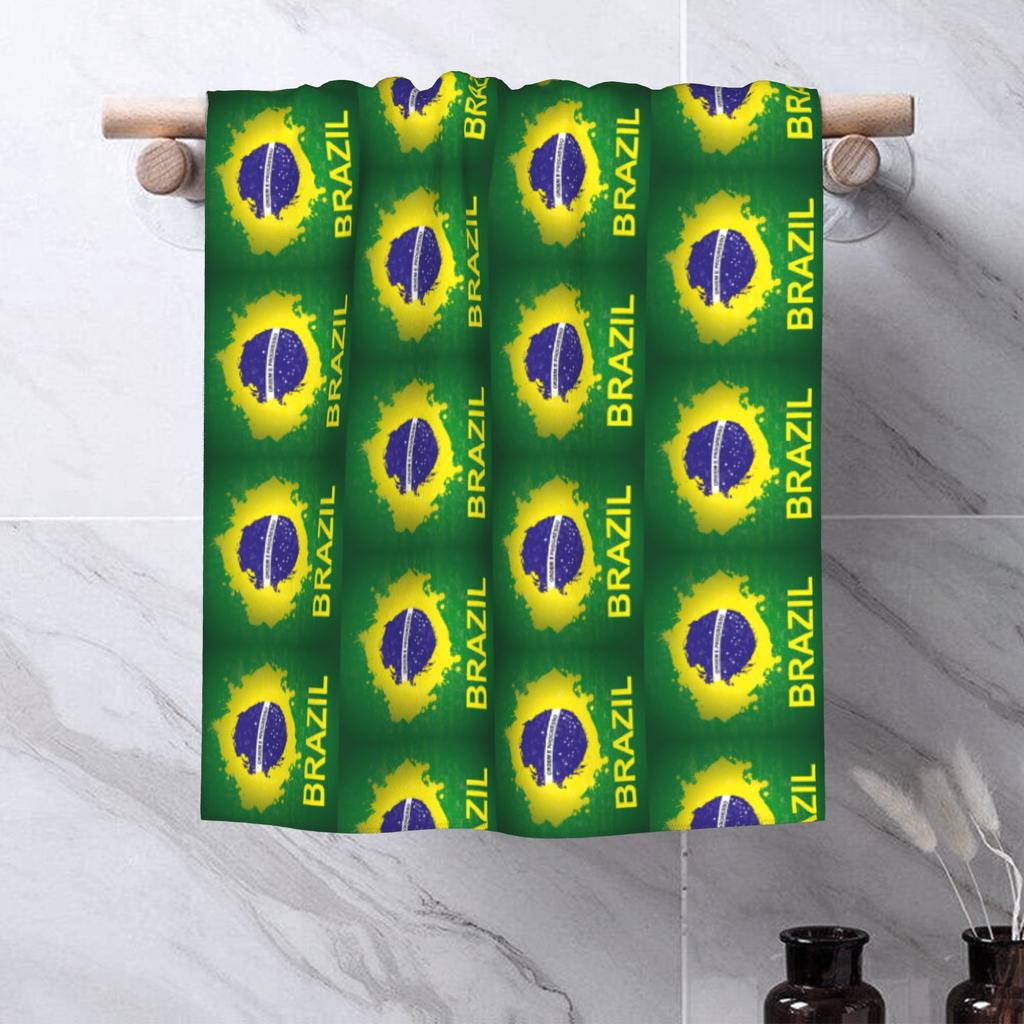 Brasilien Fahne Weiches Gesichtstuch Schnelltrocknend Pool Bad Baumwolltücher Saugfähig