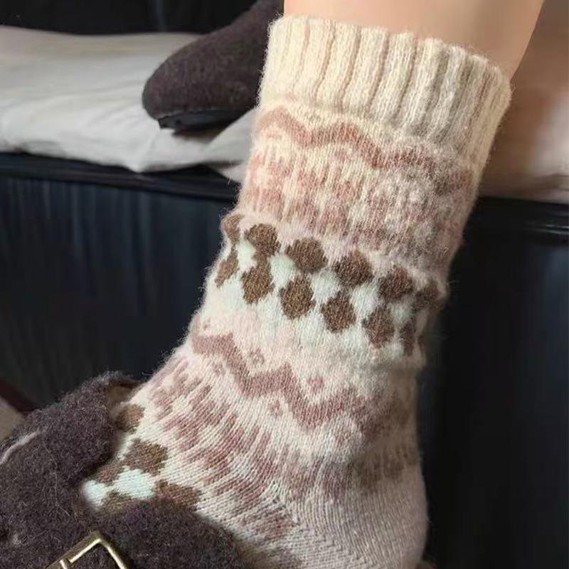 Kinder Dicke und Warme Fel Island Karomuster Wollsocken, Kälteschutz und Vielseitige Mutterschaftssocken für Damen