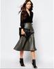 Women's Skirt Stylish Gray Leather Handmade Original Lambskin Formal Wear Soft