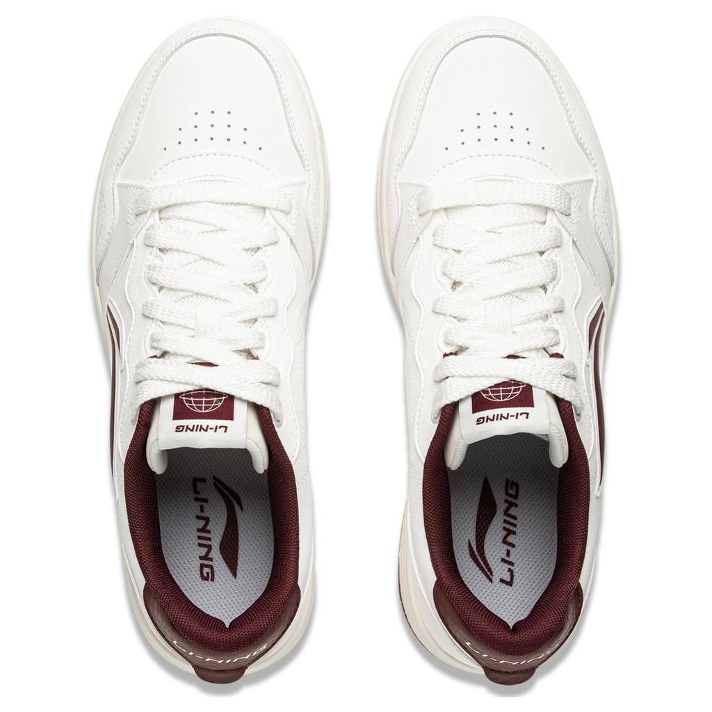 Li Ning Tianji Soft Synthetic Leather Slip Resistant Abrasion Resistant Low top Skateboard Shoes Men's White Purple AGCU317-4