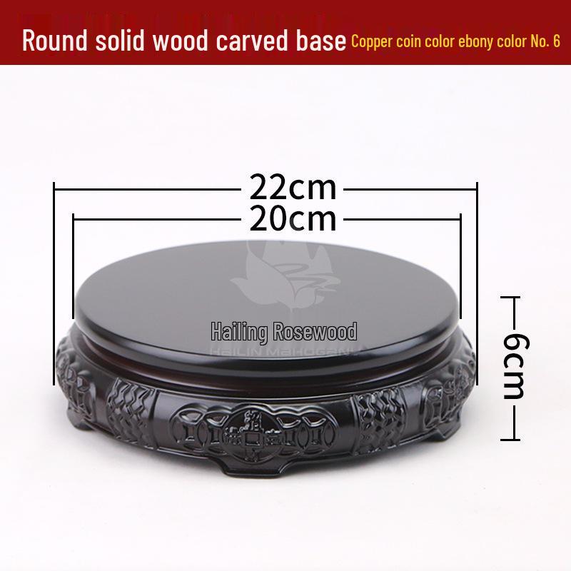 Rosewood Carved Flower Arrangement Bonsai Vase with Ebony Buddha Statue Holder.