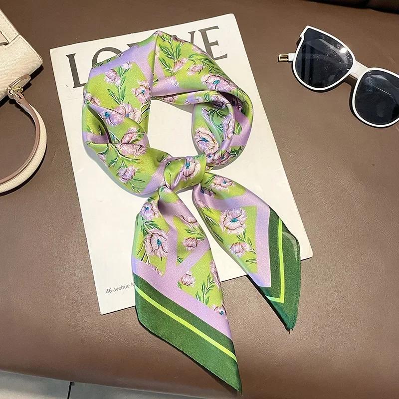 Luxury Silk Shawl Square Scarf for Women Satin Hijab Fashion Wraps Neckerchief Female Hair Bands Ribbon Headband Bandana