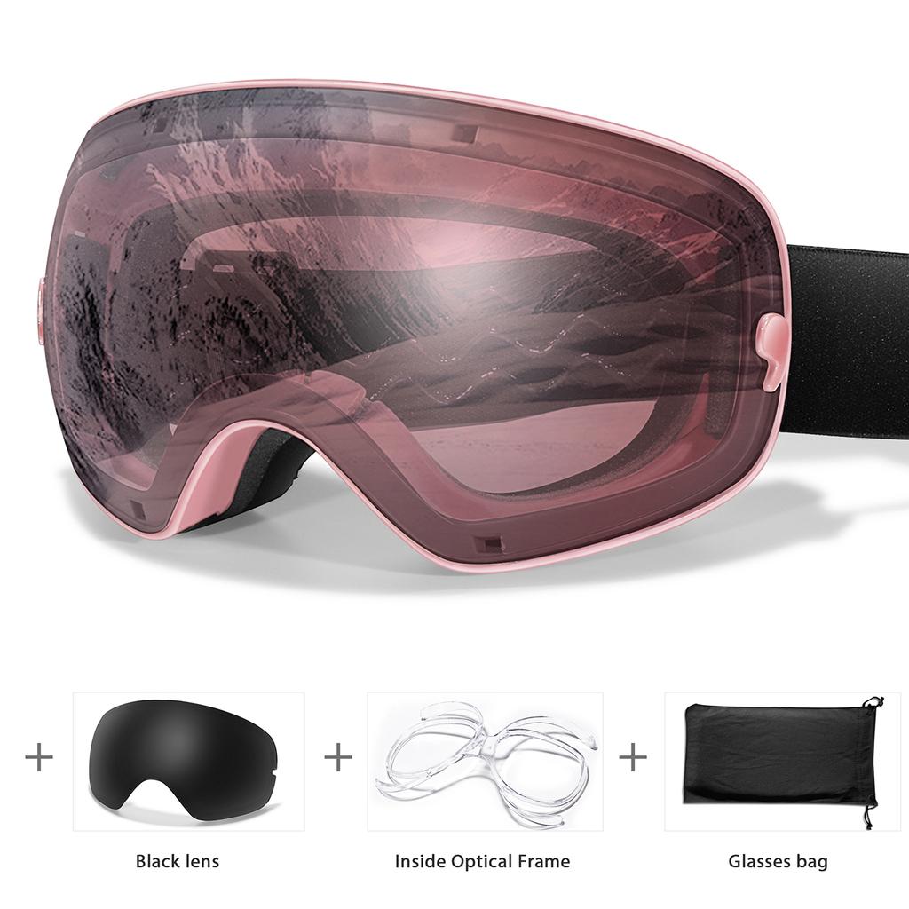 Men Women Outdoor Sports Ski Goggles Anti-fog Snowboarding Snowmobile Glasses UV400 Charngeable Lens Teen Charistmas Cycling