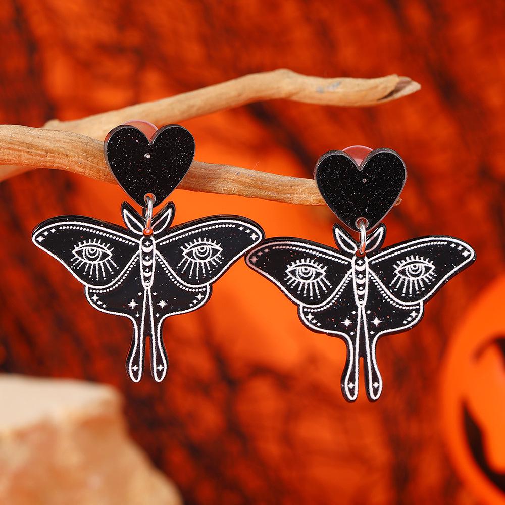 Fashionable Acrylic Ghost & Skull Pumpkin Earrings