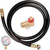 Air Tank Valve Repair Kit with Pressure Gauge, Safety Valve Manifold and 4 Feet Air Tank Hose Assembly, for Portable Carry Tank