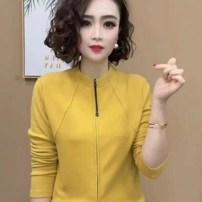 Elegant Winter Zip Cardigan - Long Sleeve Age-Reducing Top for Women 4XL жёлтый