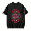 Bohemian Mandala Print Casual Loose Fit Crewneck Top Pure Cotton T-shirt
