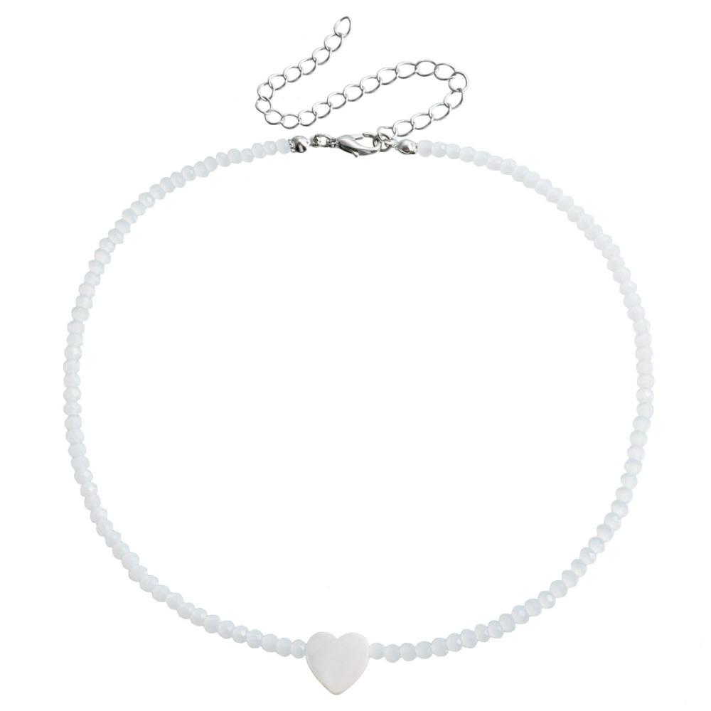 2025 New Personalized Natural Shell Love Heart Choker Simple Handmade Moon Bead Necklace for Women Fashion Accessories Gifts