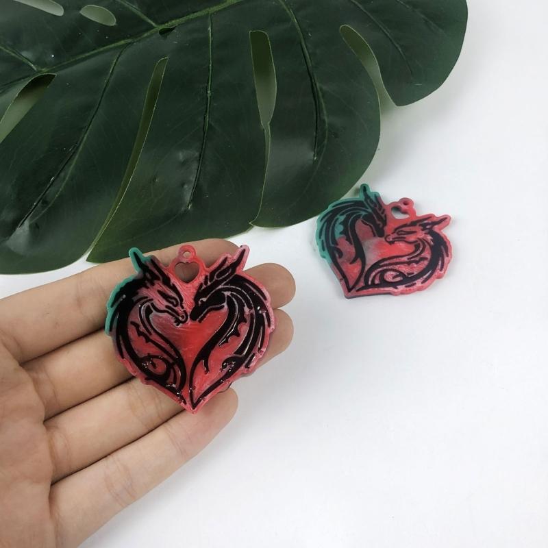 Epoxy Assembled Mold Geometric Loves Heart Dragon Earrings Pendant Mold Phone Keychain Pendant Silicone Mold for Decor