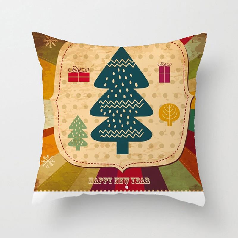 Christmas Cartoon Hand-Drawn Decorative Pillow Cover 45x45cm Living Room Car Holiday Home Decor