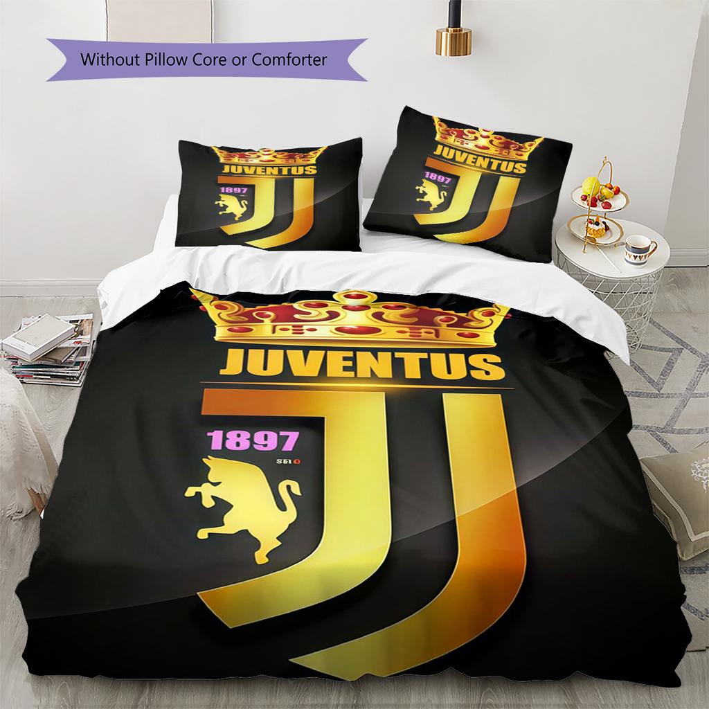 Set Copripiumino Trapuntato Juve Federa Federe Decorazione Casa Regalo di Compleanno (1 * copripiumino + 2 * federa, senza nucleo)