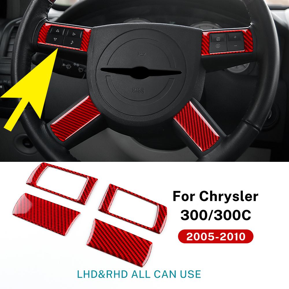 Echter Weicher Kohlefaseraufkleber Für Chrysler 300 300C 2005 2006 2007 2008 2009 2010 Auto Lenkrad Knopf Innenverkleidung