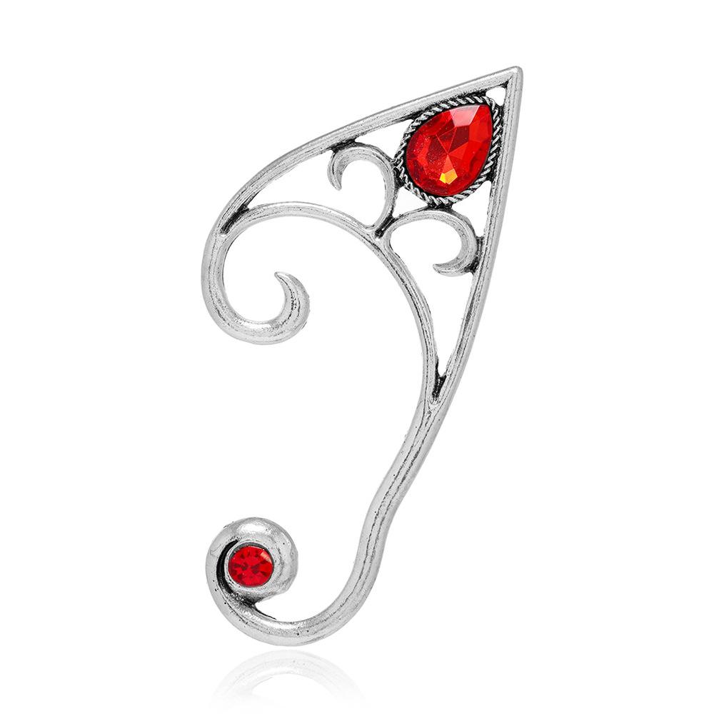 

Креативные серьги-клипсы для ушей с подвесками в форме уха, серьги-клипсы с красными драгоценными камнями, украшения для ушей серебряный