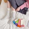 Dopamin Damen Candy Farbe Mid-Tube Socken - Trendige Kontrast Sportstrümpfe
