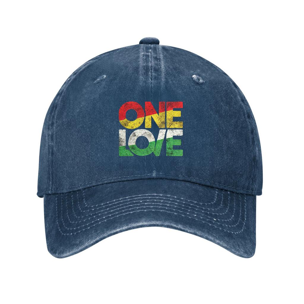 One Love Rasta Print Cotton Baseball Cap Adjustable Curved Brim Unisex Casual Hat