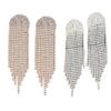 1 Pair Shiny Rhinestone Chandelier Tassel Earrings Long Ear Dangle Earring Geometric Shape Bridal Dangling Fringe Jewelry
