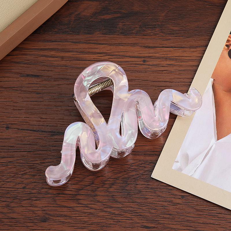 

High-Grade Acrylic Jelly Color Hair Claw – Mermaid Princess Wave Clip розовый/радужный