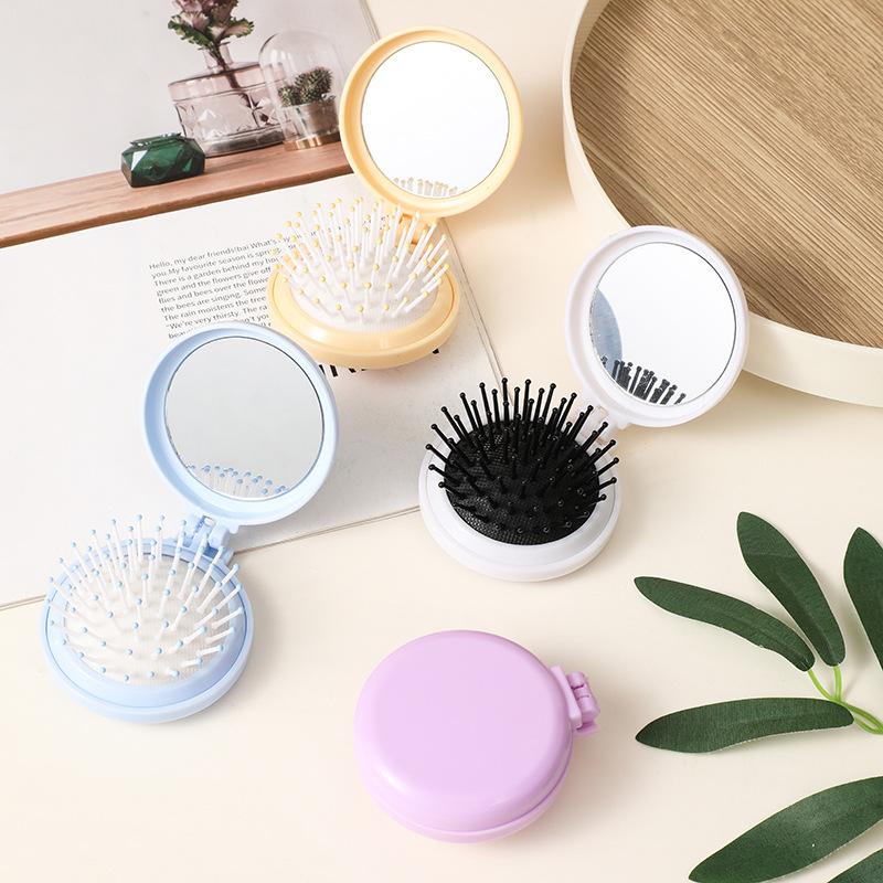 Mini folding hair brush head airbag hair comb anti-static styling accessories portable travel hair brush comb
