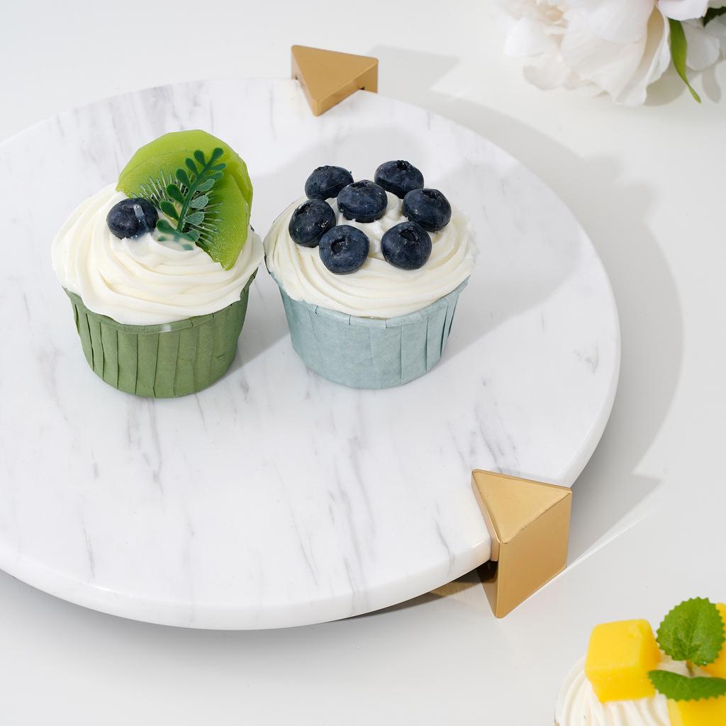 Marble Tray Round Cake Display Stand Dessert Plate Afternoon Tea Cake Tray  Trays Decorative Wedding Table Storage Fruit Plate