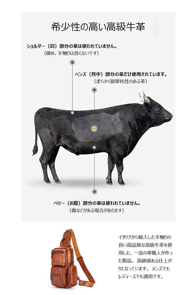 Whatna Antik-Stil Gerbte Natürliche Rindsleder Ein Schultertasche für Herren, 3-Wege, Crossbody, Mini Body Bag, Brusttasche, Echtes Leder, Dick,