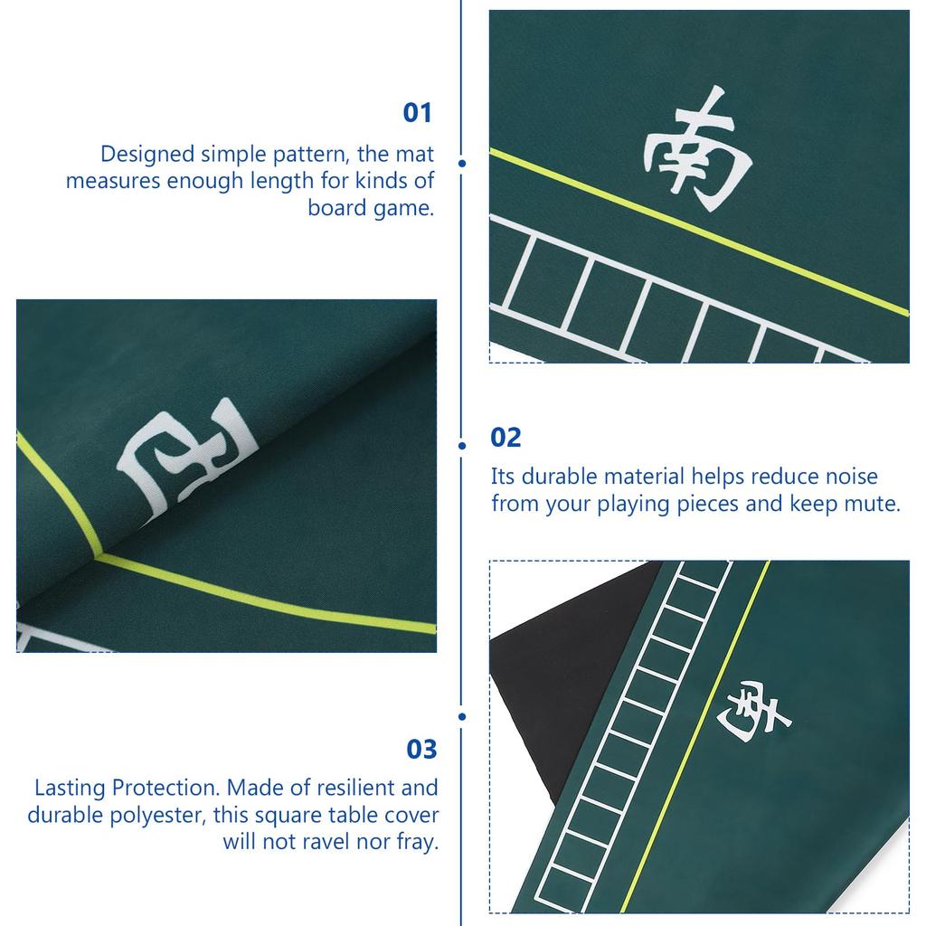 ERINGOGO Mahjong Mat, 30.7 X 30.7 Inch, Thick Polyester with Non-Slip Game Table Cover, Compatible with Dominoes and Pai Gow, Home Play Mat