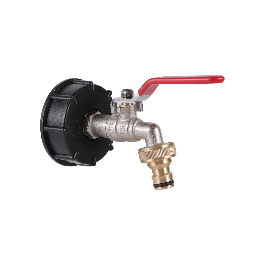 IBC Tote Tank Adapter Faucet Garden Irrigation 1/2" Male Alloy Washing Machine Faucet Set with Lock Core On/Off Valve