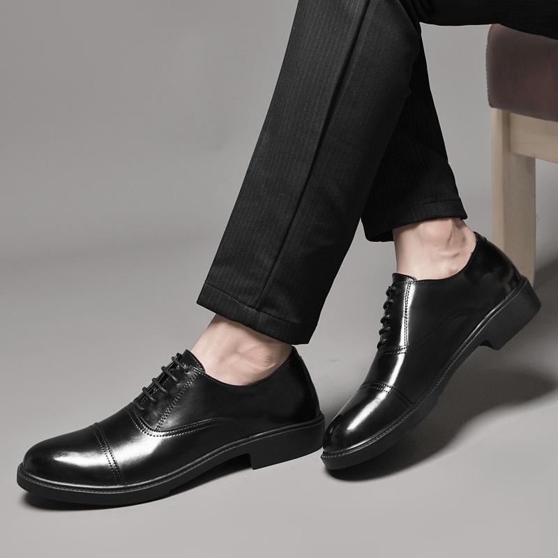 Men's Shoes 2025 Summer New High-end Men's Gentleman's Style Retro Fashion Glossy Lace-up Formal Business Leather Shoes Trend