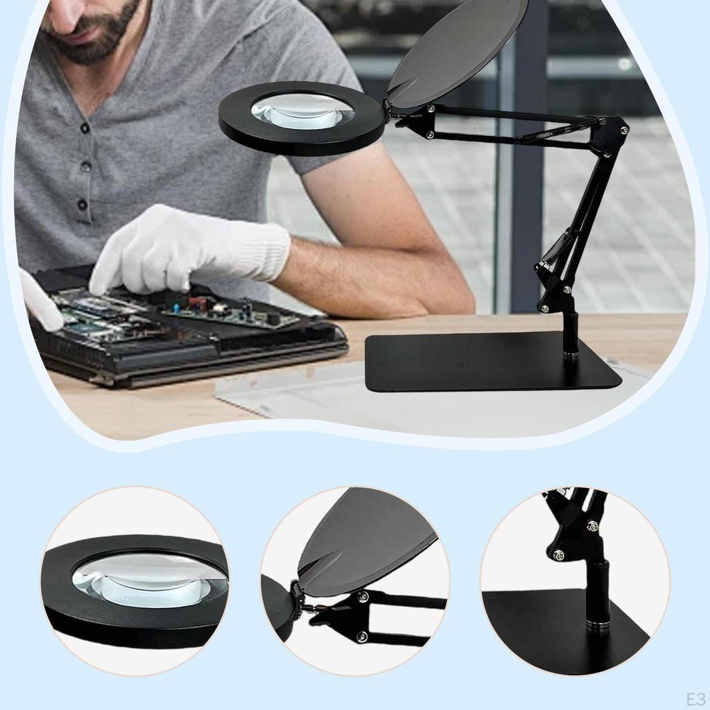 Magnifier Light Magnifying Glass with Stand Desktop LED Illuminated Lamp 10
