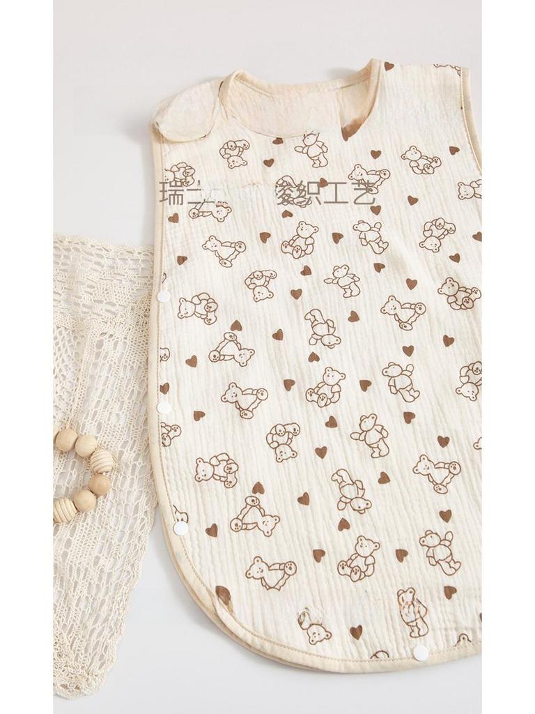 Four-Layer Children's Sleeveless Gauze Sleeping Bag: Anti-Kick, Summer-Weight, Korean Style.